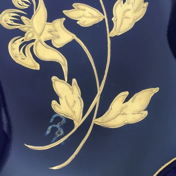 Vintage Ilmenau Echt Kobalt West German gilded indigo blue gold platter 1930s​ - Picture 8 of 13